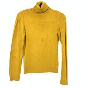 Zara Pullover Turtleneck Sweater Womens Size Medium Golden Yellow Long Sleeve